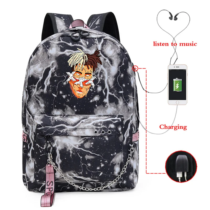 XXXTentacion принт рюкзак Mochilas Harajuku USB школьная сумка для девочек Для женщин Колледж рюкзак для путешествий для ноутбука рюкзак дорожная сумка - Цвет: Girls Backpacks 13