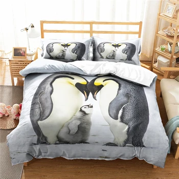 

Penguin 3D Plant Bedding Set Duvet Covers Bed Set Antarctic Penguin Comforter Bedding Sets Bedclothes Bed Linen(no Sheet)