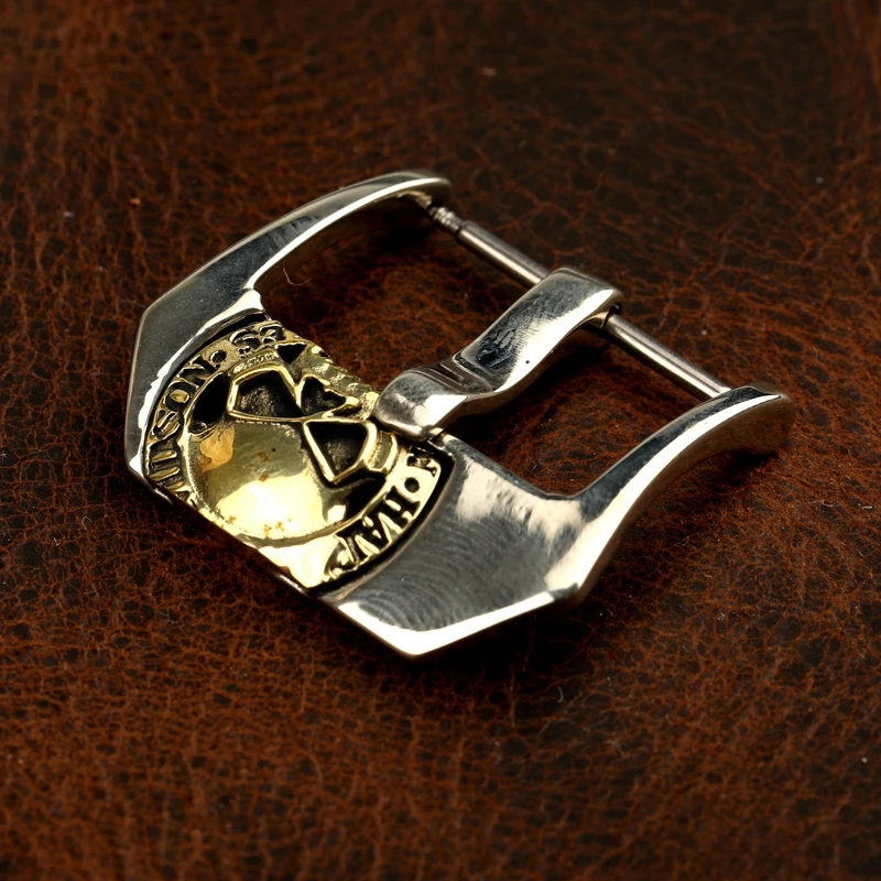 

Hand-Polished 20 22 24MM Clasp Oxidation of Copper-Nickel Alloy, Brass Skull Word with Accessories 20MM buckle watch
