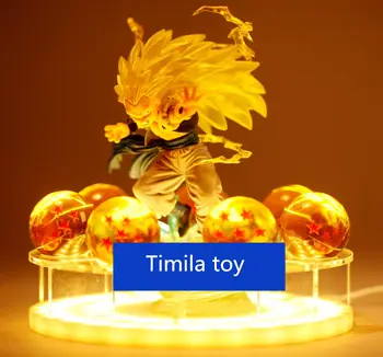 

Anime Dragon Ball Z Son Goku super saiyan Combat version Vegeta Crystal Balls base figure model Led lamp Light Power Up toy gift