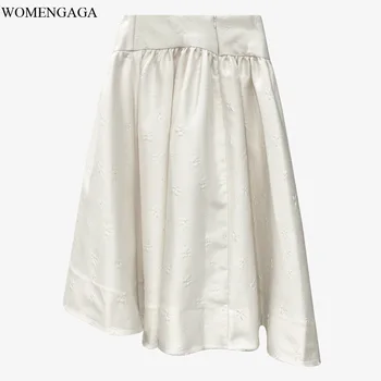 

WOMENGAGA 2020 Heavy Industry Embroidery Jacquard Decoration Irregular Lotus Leaf Pendulum Skirt High Waist girl female W0020