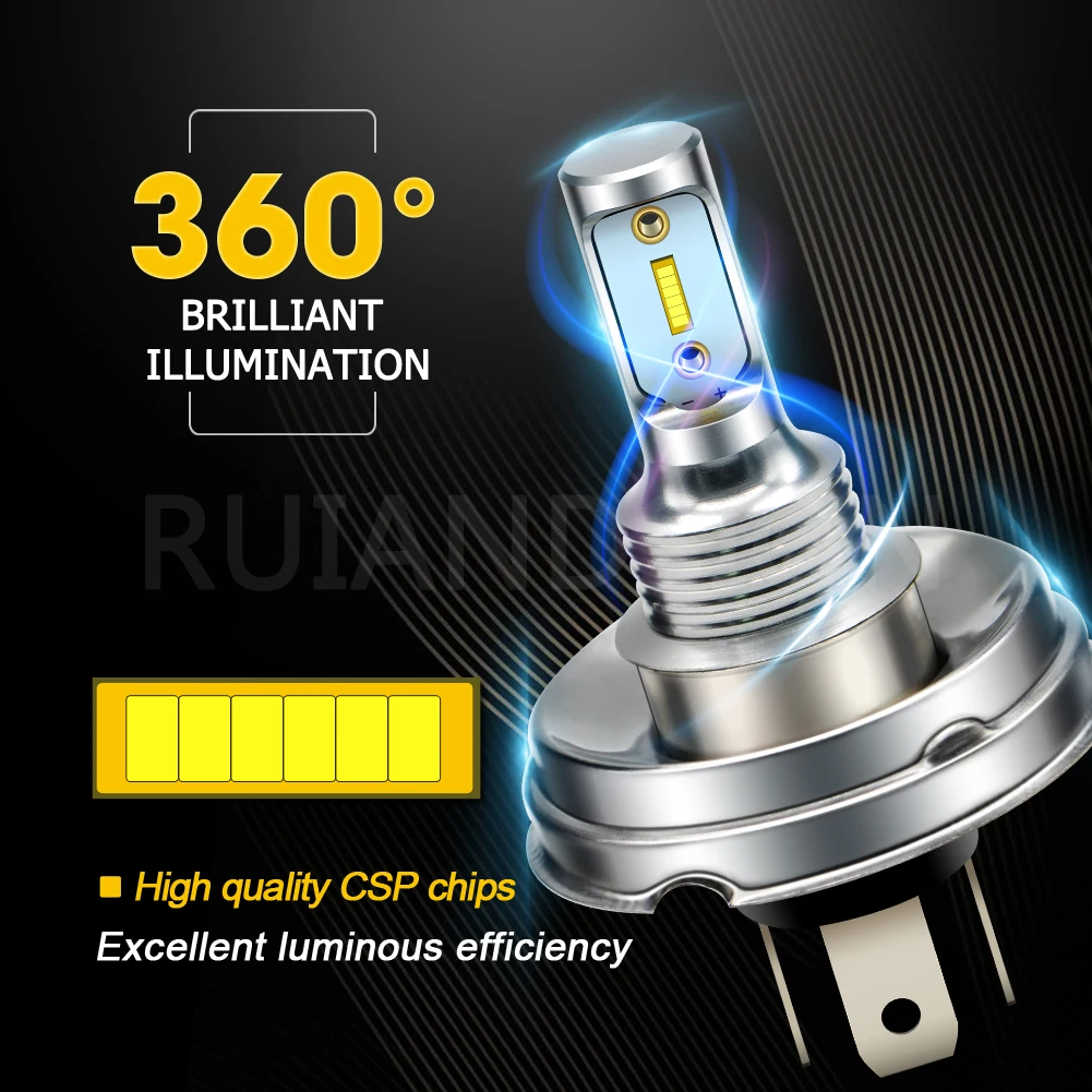 RUIANDSION 1Pcs P26S P45T CSP LED Motorcycle Speed Scooter Headlight 1000Lm Tractor Fog Lamp 10V-30V 12V 24V White 6000K 9W