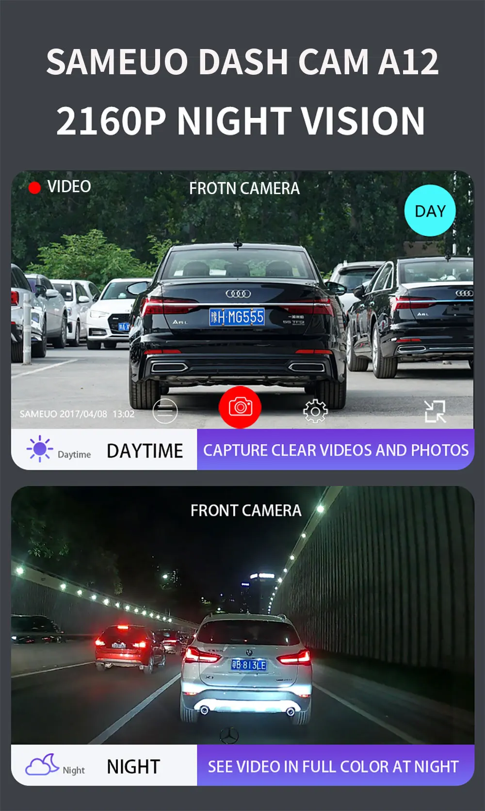 reversing camera mirror Sameuo dash cam 4K front and rear camera recorder car dvr hidden dashcam WIFI video recorder For Toyota 2017 2021 CHR Yize IZOA rearview mirror camera