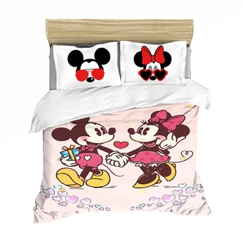 

Mickey Mouse Bedding Set Queen King Size Bed Set Children Boy Girl Mickey Minnie Duvet Cover Pillow Case Comforter Bedding Set