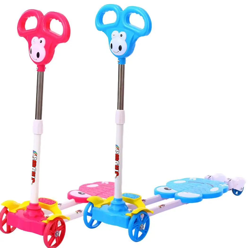 

Children Four-Wheeled Scooter Outdoor Frog-Type Swing Kids Kick 75-85cm/29.5-33.5inch Scooter 2-8 Years old