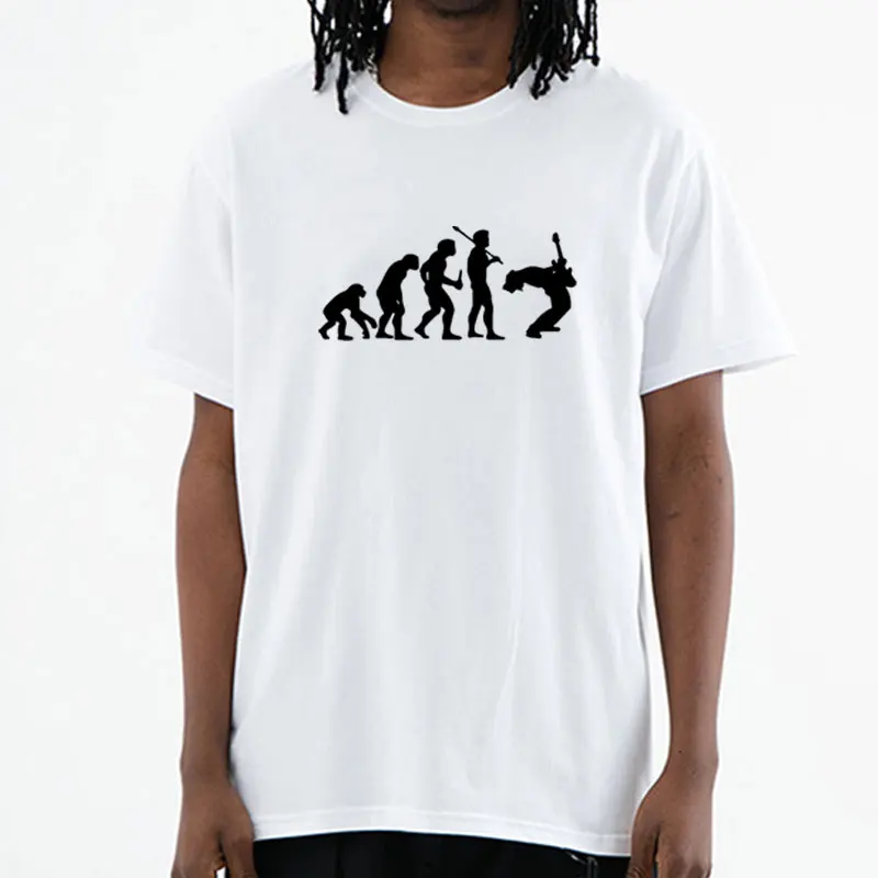 

Эволюция ist рок гитары музыканта футболка Для мужчин мужской короткий рукав; О до образный вырез; Забавные 100% хлопковые футболки