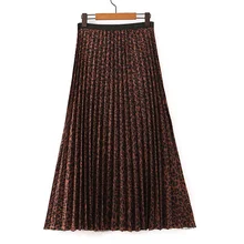 Повседневные юбки с леопардовым принтом, женская модная свободная плиссированная юбка, женские элегантные юбки до середины икры, женские JQ