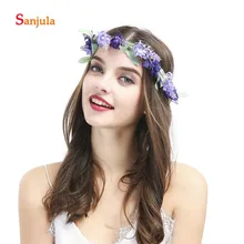 Искусственная Лавандовая гирлянда свадебная прическа Аксессуары повязка на голову для морского курорта женские головные уборы diadema flores boda HG06