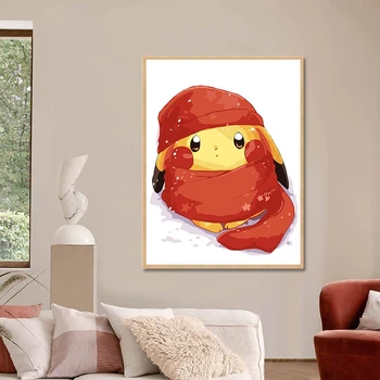 

DIY colorings pictures by numbers with colors PocketMonster Pokemon Pikachu picture drawing painting by numbers framed Home