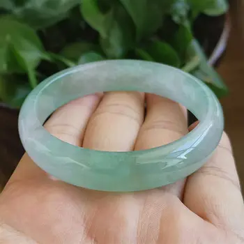 

Zheru Jewelry Natural Burmese Jadeite Light Green 54-62mm Bangle Elegant Princess Jewelry Best Gift