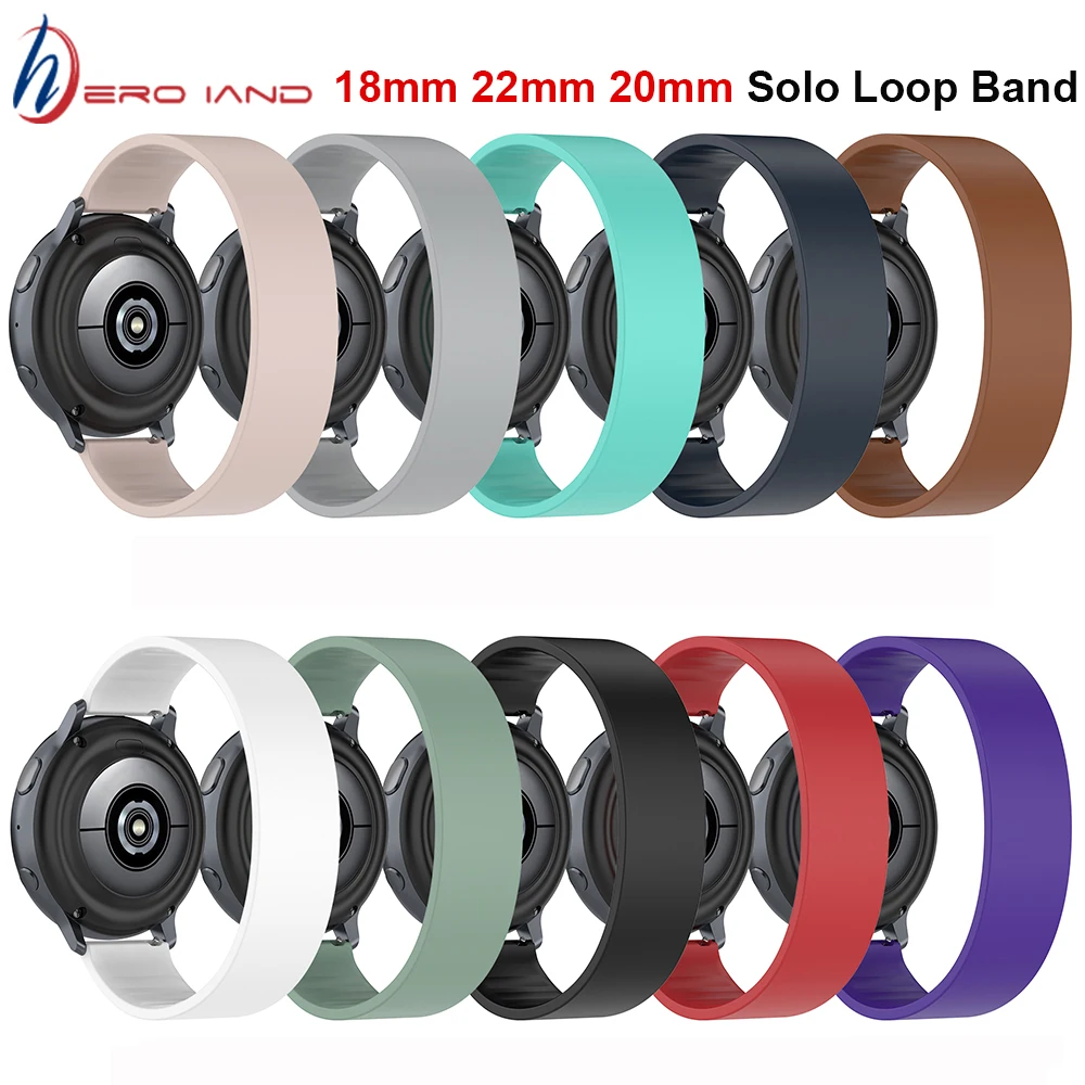 18mm 20mm 22mm silicone Solo Loop Band for Samsung Galaxy watch 3 46mm 42mm active 2 40mm 44mm Gear S3 bracelet 20mm 22mm braided strap for samsung galaxy watch 3 4 46mm 42mm active 2 40mm 44mm gear s3 bracelet huawei gt2 pro solo loop band