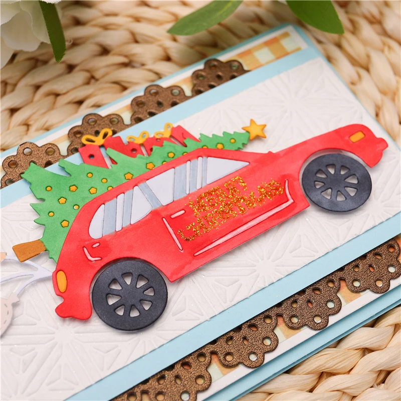 InLoveArts Christmas car background Metal Dies Scrapbooking Cutting Craft Stamps die Cut Embossing Card Make Stencil | Дом и сад