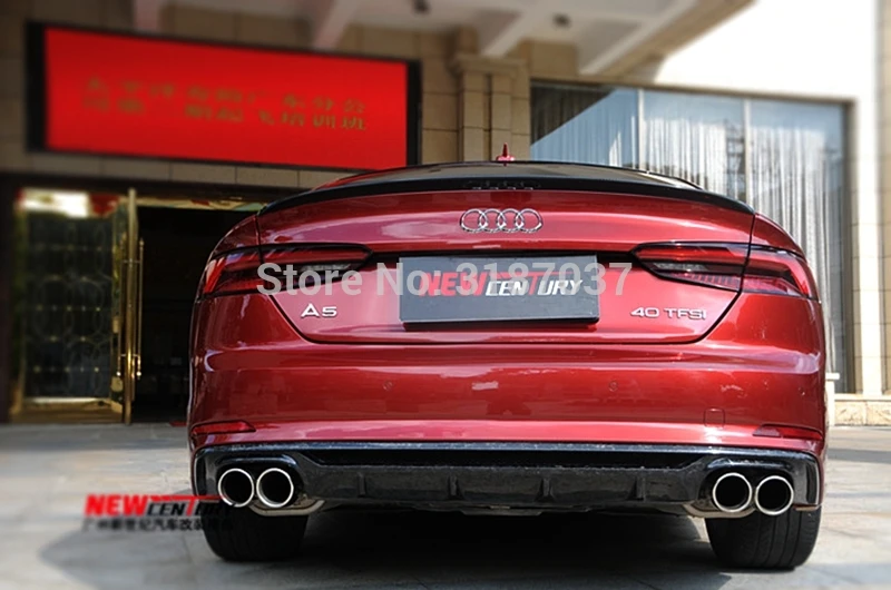 For Audi A5 4Doors Sedan 2017 2018 2019 Carbon Fiber Rear Roof Spoiler Wing Trunk Lip Boot Cover Car Styling | Автомобили и