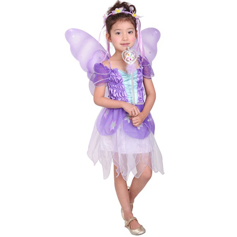 Фото Очаровательные милые платья для девочек с летучей мышью фиолетовыми бабочками