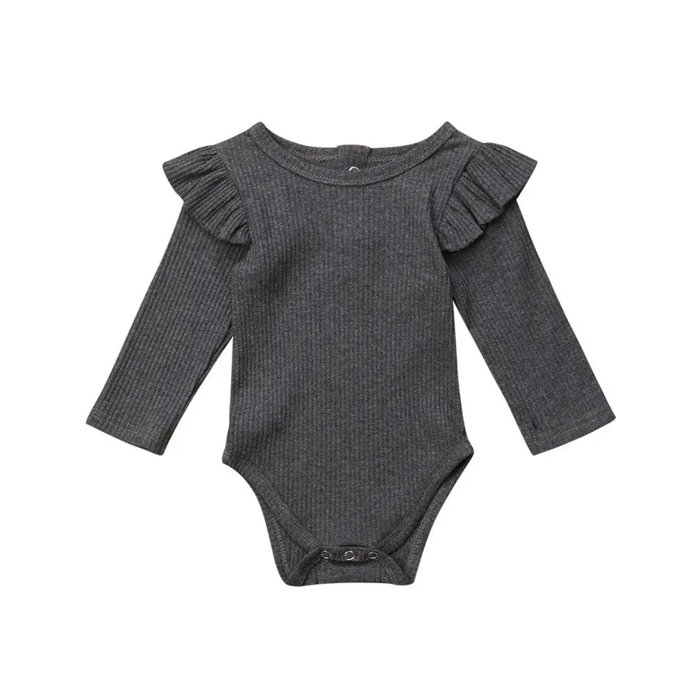 Г. Осенне-зимний Вязаный комбинезон для новорожденных девочек, одежда боди для маленьких девочек комбинезон с длинными рукавами, наряды от 0 до 2 лет - Цвет: Серый
