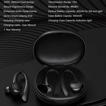 

Wireless Headphones TWS Bluetooth 5.0 Earphones Ear Hook Running Stereo Earbuds with MIC Waterproof