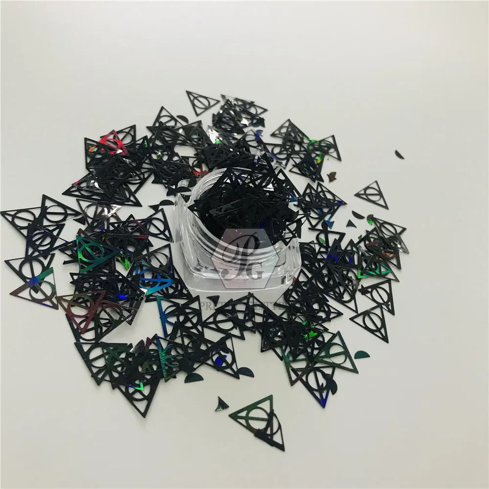 Nail Decoration Glitter 1 Box Potter and the Deathly Hallow Shape Hollow Triangles Holographic Sequins For DIY Art Craft