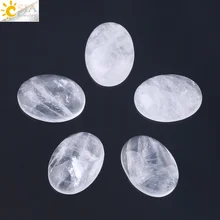CSJA 1 шт. натуральный драгоценный камень белый кристалл кабошон овальные прозрачные бусины без бурения отверстие для самостоятельного изготовления ювелирных изделий кулон кольцо F812