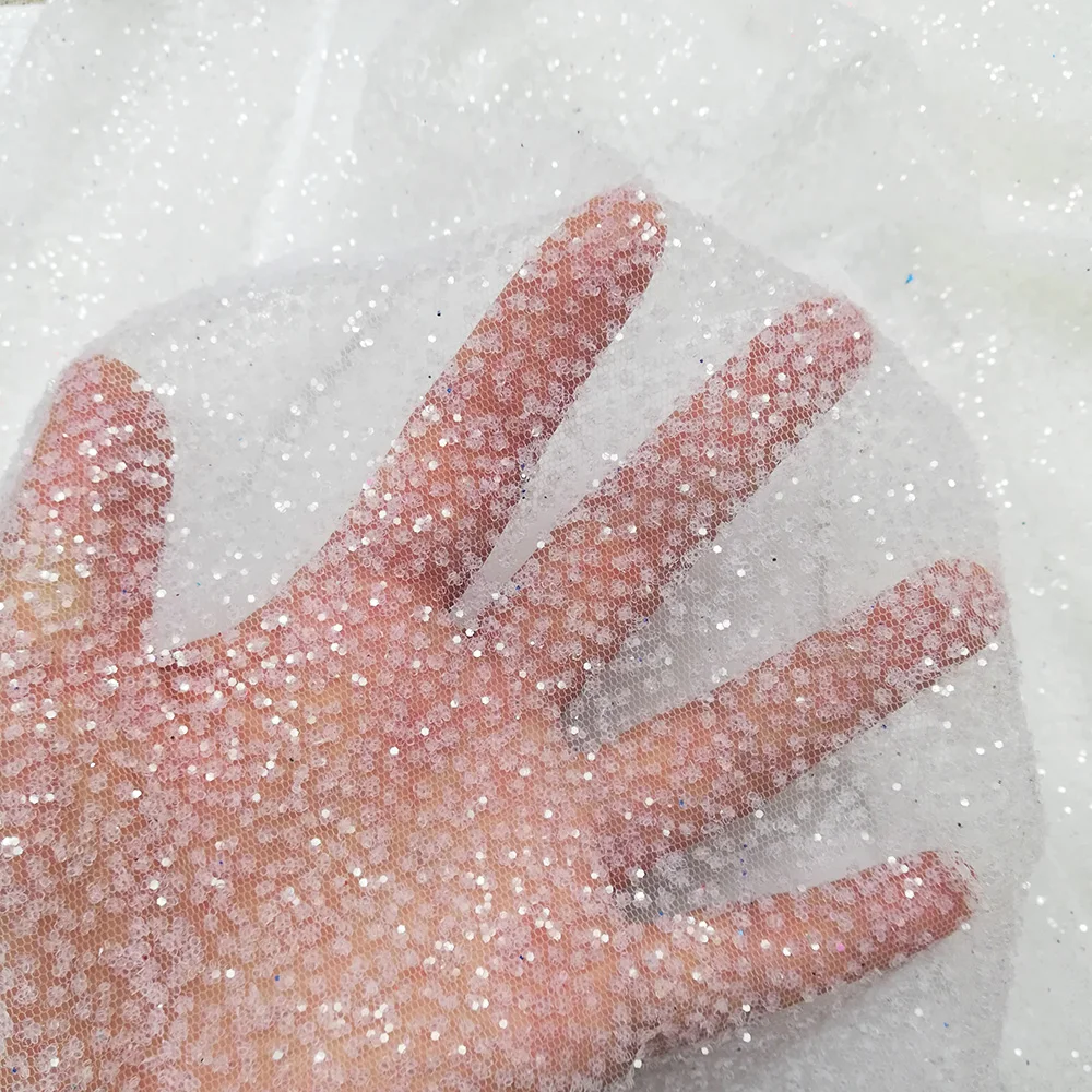 French White Wedding Dress Glue Printed Sequin Mesh Fabric,Glitter Snow  Silver,Transparent Prom Dresses,Net Fabric,Fashion - AliExpress, image size:1000x1000