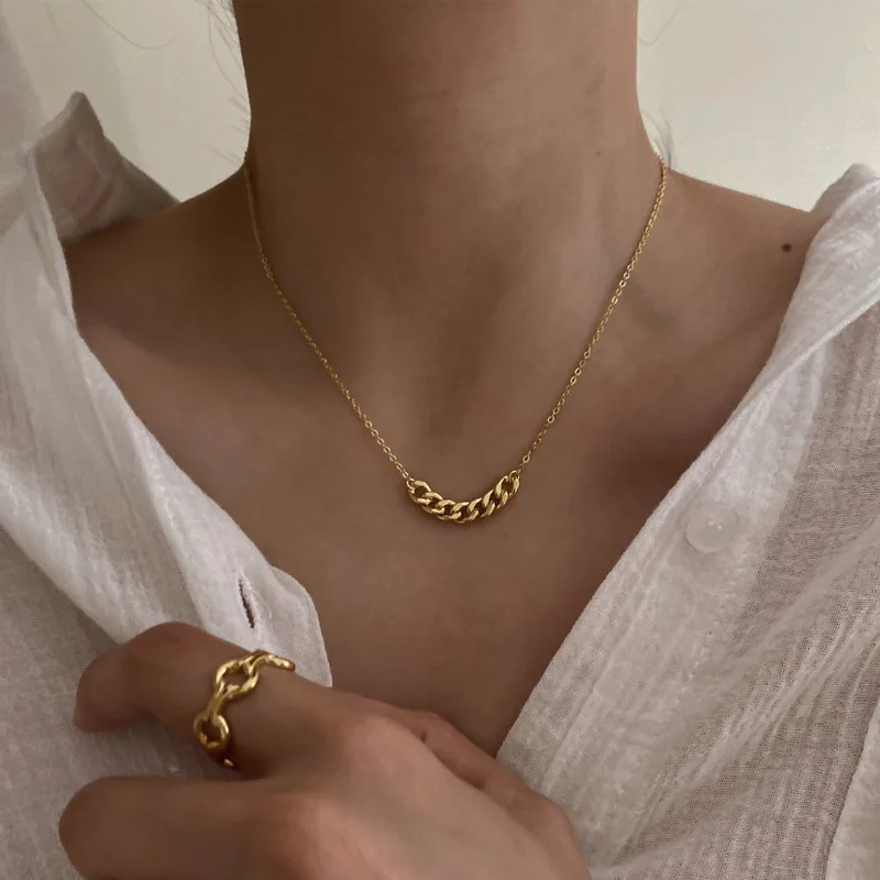 2020 корейское кубинское ожерелье в стиле ретро панк металлическое Золотое