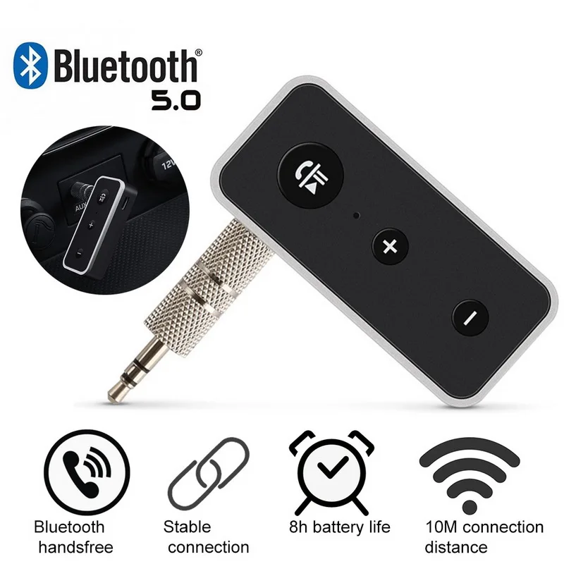 

TOSPRA Mini Bluetooth Handsfree Car Kit Jack AUX Audio MP3 Bluetooth Receiver Speaker Headphone Adapter for iphone Calling