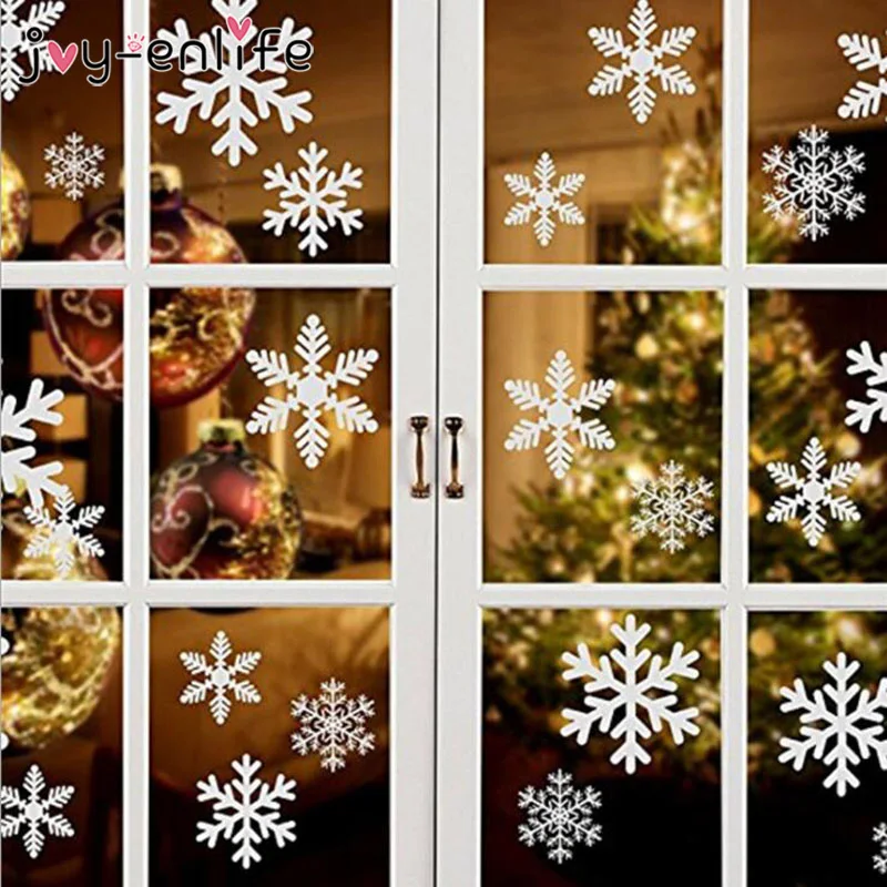 27 шт./лот, белый стикер снежинки, украшение, стекло, окно, детская комната, Рождественская Наклейка на стену, s, наклейки для дома, украшение, год