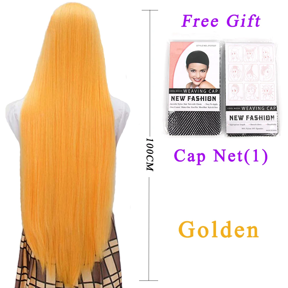 Pageup 100 см длинные прямые парики с челкой термостойкие синтетические волосы для женщин красный коричневый Светлый парик для косплея - Color: CosA-23-GuiZuJin