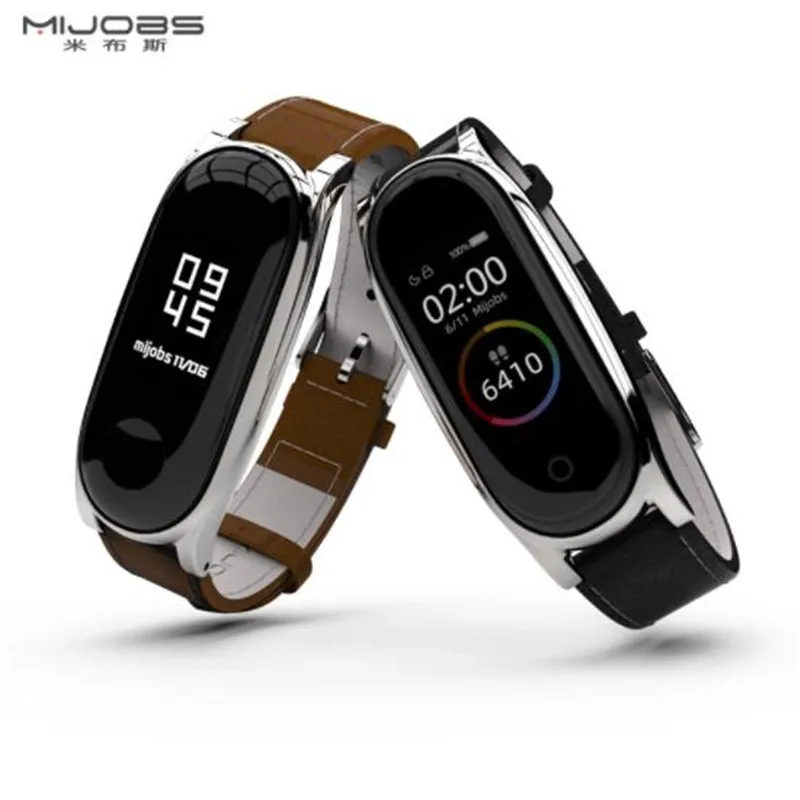Mi jobs кожаный ремешок для Xiaomi mi Band 4 3 Ремешок Браслет band умные наручные часы Correa