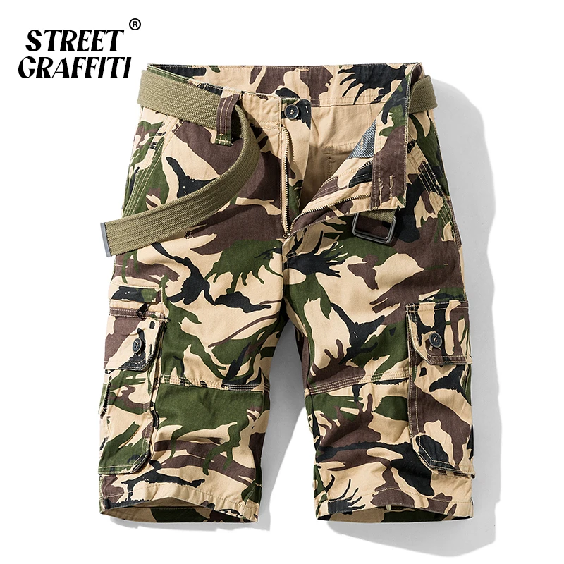 

GRAFFITI 2023 Summer Men Cargo Shorts Cotton Relaxed Fit Camouflage Men's Short Spring Casual Pants Clothing Social Cargo Short
