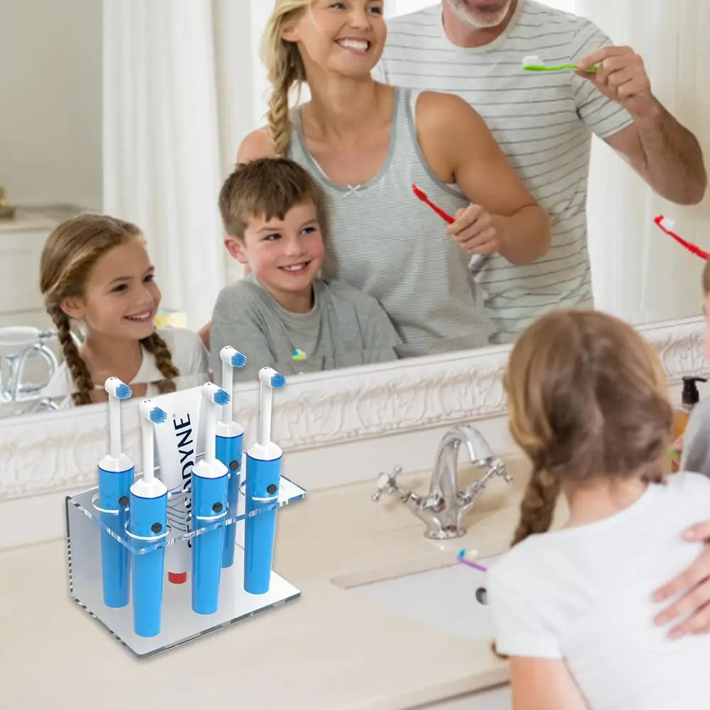 Acrylic Countertop Toothpaste Toothbrush Storage Rack Desktop Storage Holder With 5 Toothbrush Holes High Quality Quick Delivery
