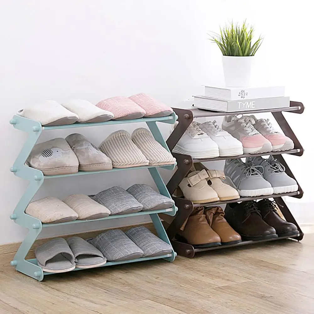 US $11.96 5% OFF|4 Layers Stainless Steel Assembly Shoe Rack Non woven Simple Shoe Rack Bookshelf Home Living Room Shoes Storage Organization|Shoe Racks & Organizers| | - AliExpress