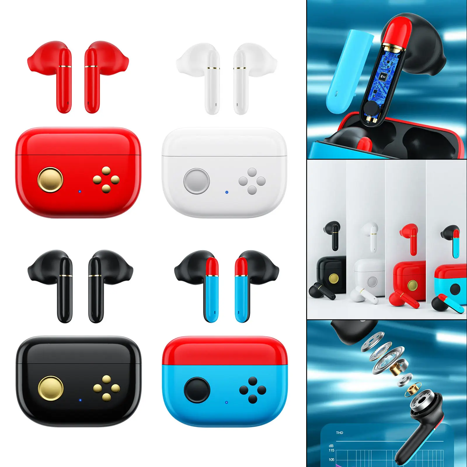 Bluetooth 5.0 Earphones NFC with Microphone Multi-Point Connection Voice Control Noise Cancellation Earbuds for Charging Case |