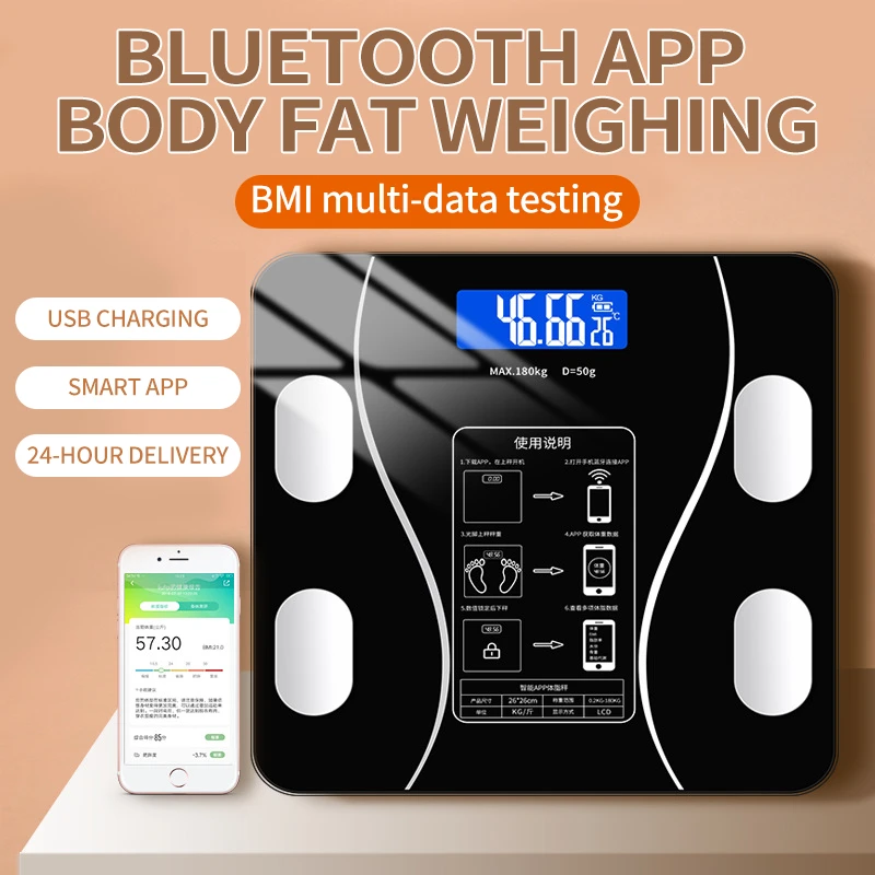 Weight Scale Bluetooth Body Fat  Accurate Mobile Phone Analyzer App Smart Electronic BMI Composition Analyzer Fashion Bathroom best digital weight scale
