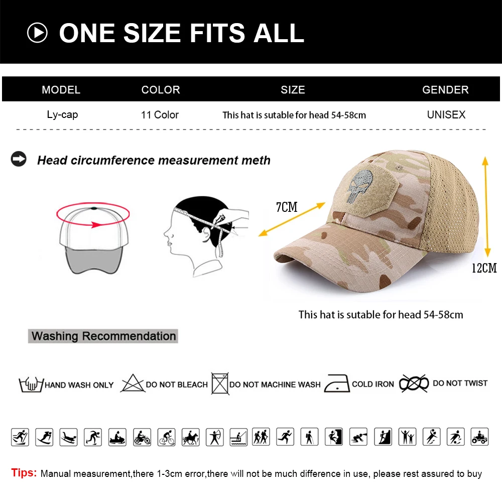 Military Skull Baseball Caps Ghost Camouflage Tactical Army Combat Paintball Adjustable Cap Summer Sun Hats Men Women Fashion