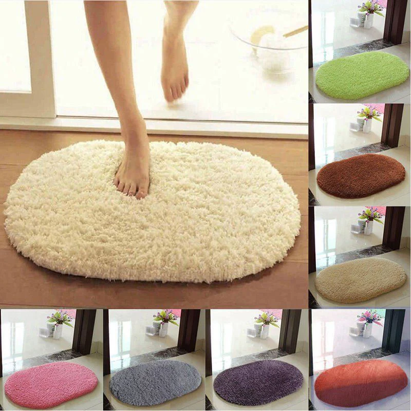 

50*30cm High-end Oval Home Mat Decoration Bathroom Carpet Absorbent Soft Lamb Doormat Floor Rug Non Slip Bath Mats New