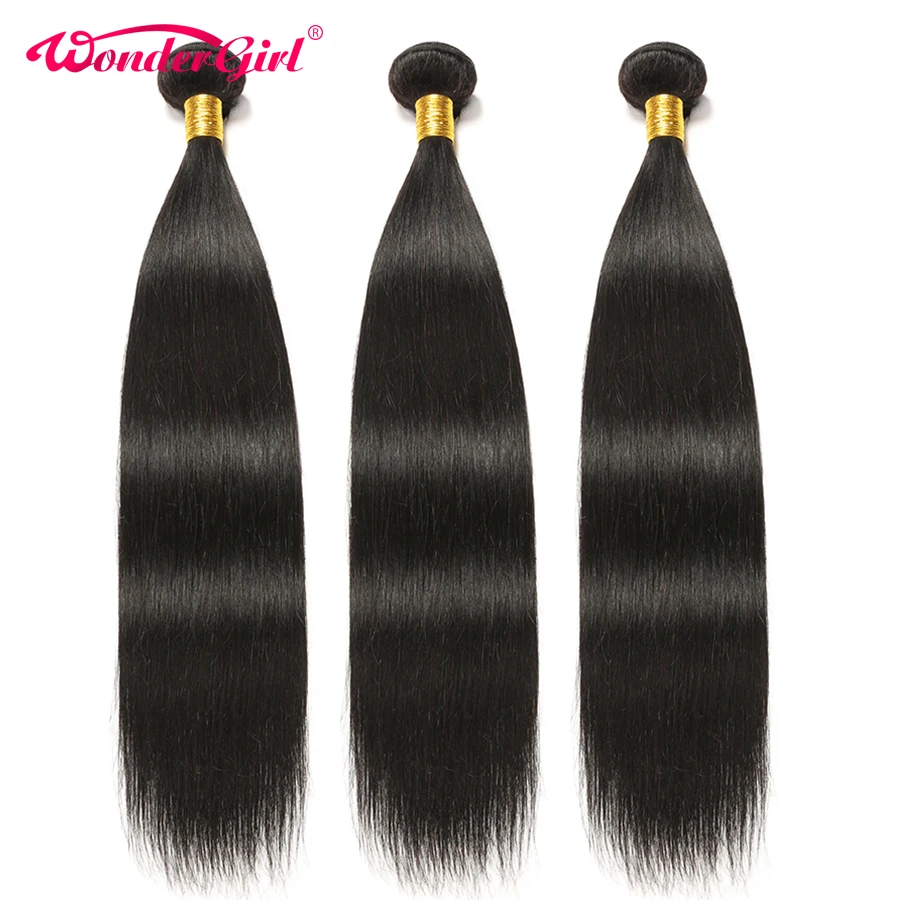 

3 Bundle Deals Straight Brazilian Hair Weave Bundles Wonder girl Brazilian Human Hair Bundles Remy Hair Extensions