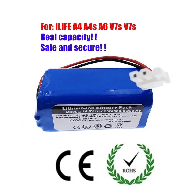 Trade-Shop 2x Passend Für ILife A4, A4s, A6, V5, V5s, V7, V7s Plus Akku Li Ion 2600 Mah 14 8 V S0yer0cx