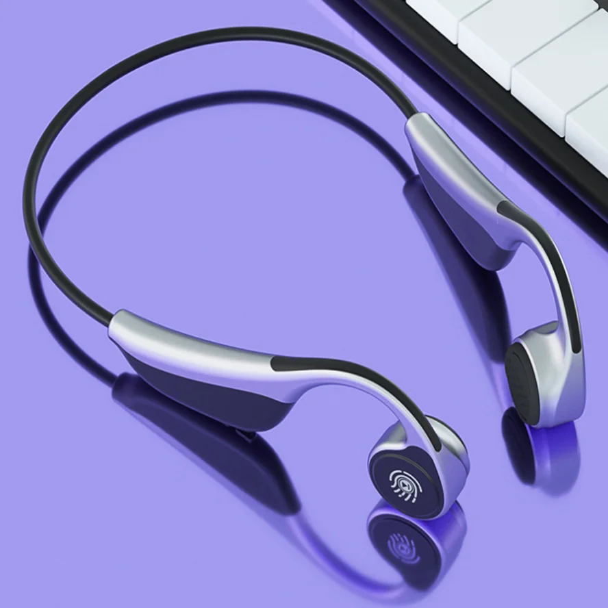 Bone conduction exercise Bluetooth 5.0 earphone stereo wireless music sports smart voice-control noise-reduction waterproof