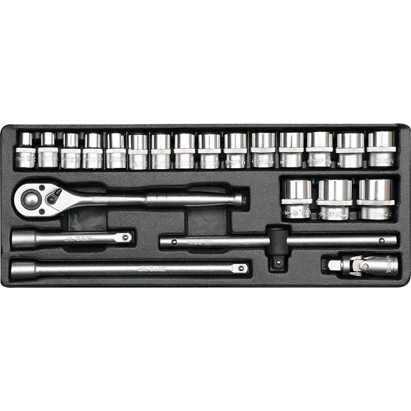 

Easy Inverto 1/2DR Chrome Vanadium Steel 23 Pieces Socket Spanner Set Mechanic Set Iron Box YT-12651