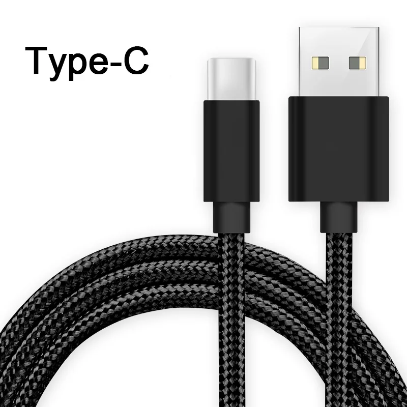 Провод для быстрой зарядки для type-C 3.0A быстрое зарядное устройство провода данных телефон кабели для Xiaomi Redmi нейлоновый USB кабель для samsung huawei - Цвет: Черный