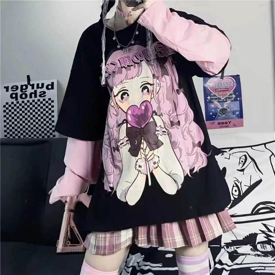 Long Sleeve Anime Kawaii Hoodie Clothes Spring Autumn Hip Hop Japanese Female Loose Harajuku Women Sweatshirts E Girl Clothes - Image 3