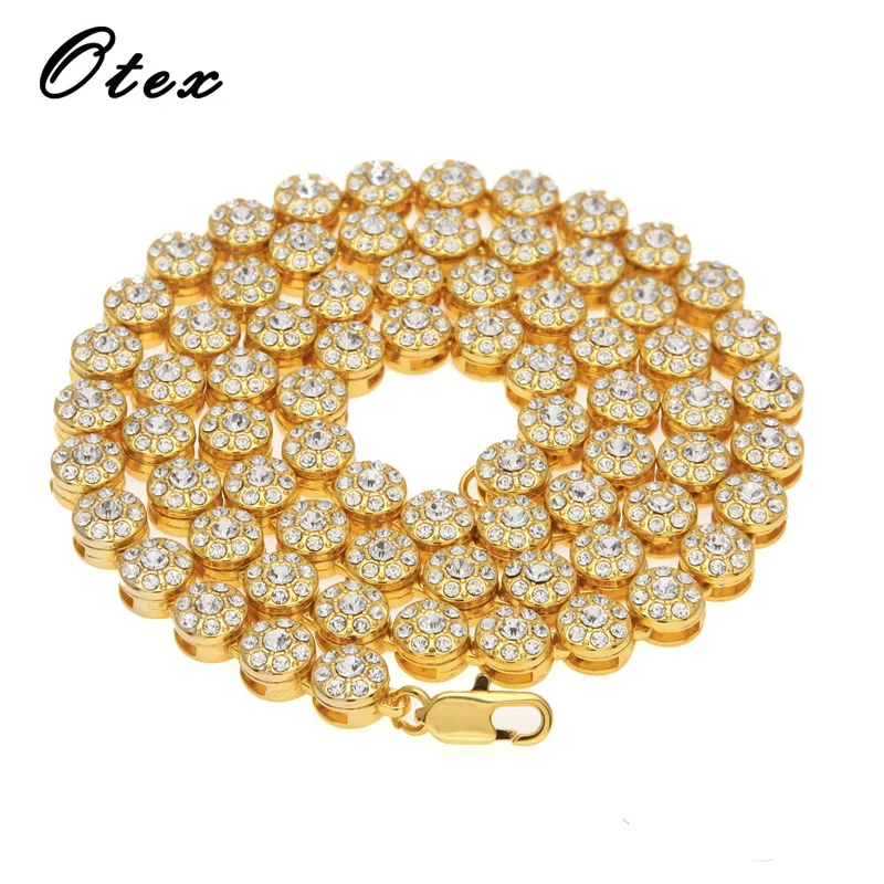Iced Zircon Men's Hip Hop Gold Finish 10mm Rhinestone Tennis Link Charm Punk Jewelry Fashion Necklace Choker Long Chain for gift |
