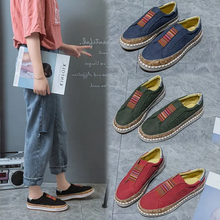 

Europe And America Autumn New Style Flat Mesh Loafers Thick Bottomed Breathable Mixed Colors Sports WOMEN'S Shoes