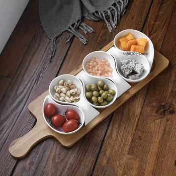 

Ceramic plate fruit plate salad bowl wooden tray Japanese tableware kitchen cooking tools home baking baking dish sauce dish