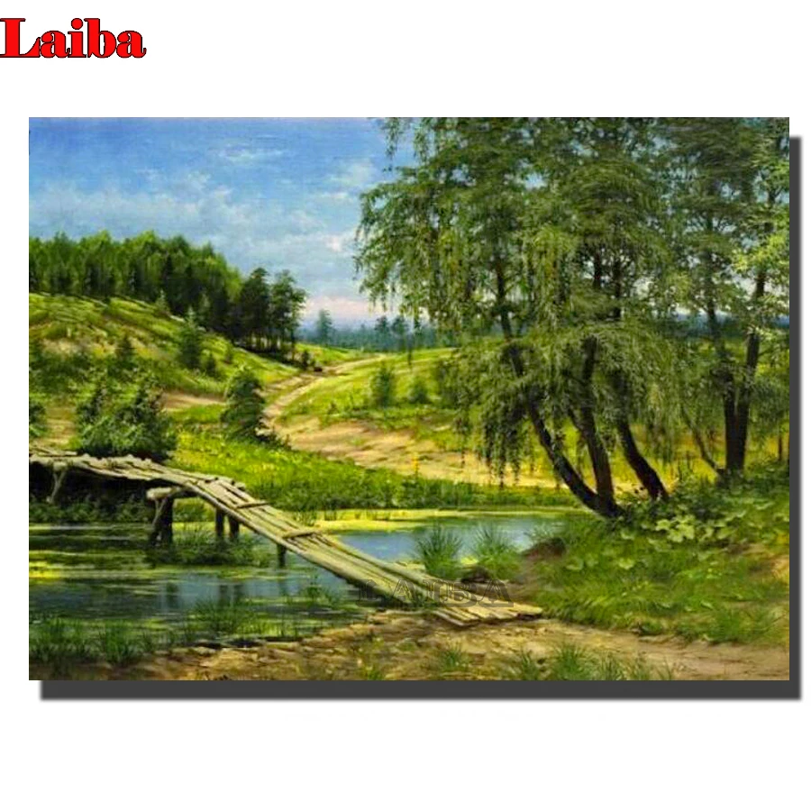 Природный пейзаж 5D алмазная вышивка полная круглая Алмазная картина &quotВесна&quot