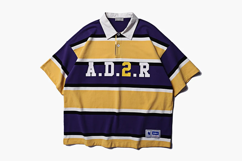 Adererror, хип-хоп, полосатая футболка, лучшее качество, для мужчин, женщин, 1:1, хлопок, Adererror, отстрочка, контрастный цвет, отвороты, футболка - Цвет: 4
