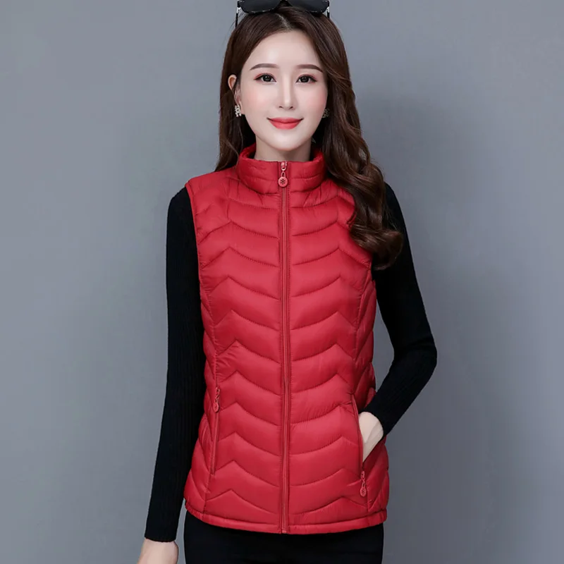 

Vest women's winter down cotton vest women's thin slim waistcoat women's short waistcoat stand collar temperament coat