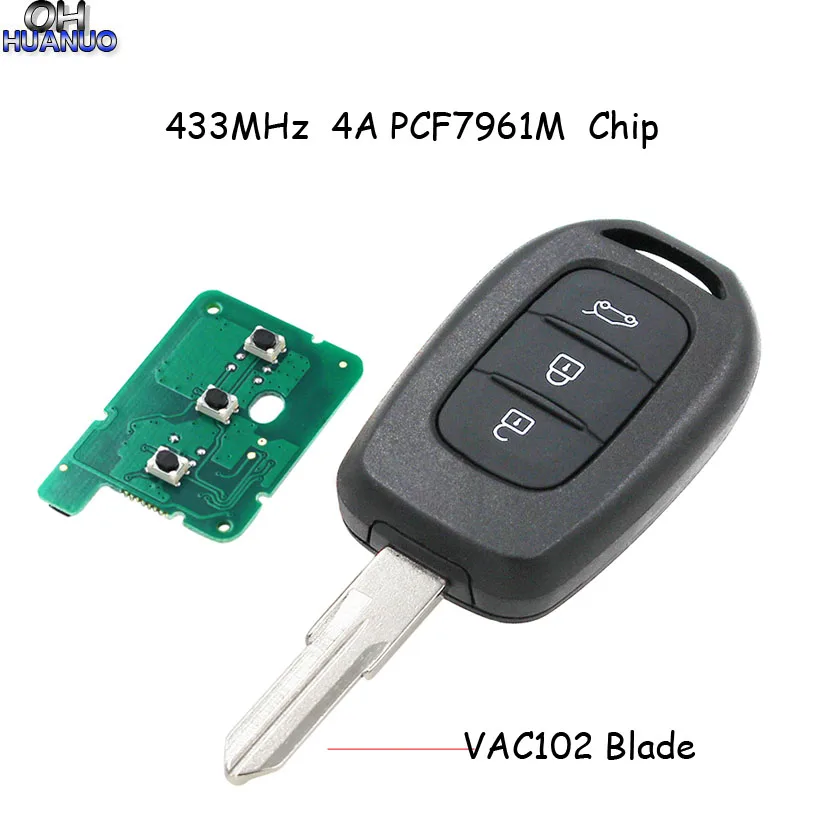 3 кнопки дистанционный Автомобильный ключ 433 МГц 4A PCF7961M чип для Renault Duster Dokker Trafic