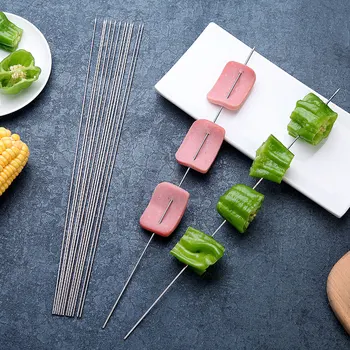 

200pcs/set Barbecue Sign Stainless Steel Barbecue Sign Lamb Skewers Barbecue Barbecue Needle Round Signs Barbecue Supplies