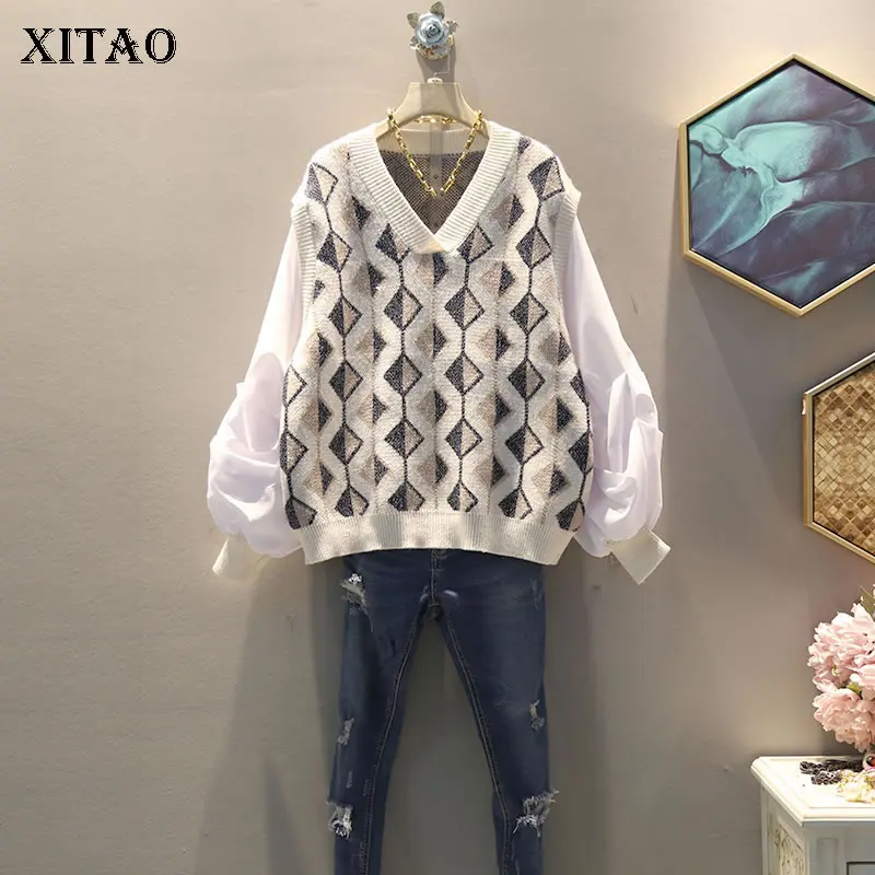 XITAO вязаный свитер с узором Женская мода новинка 2019 осень элегантный маленький